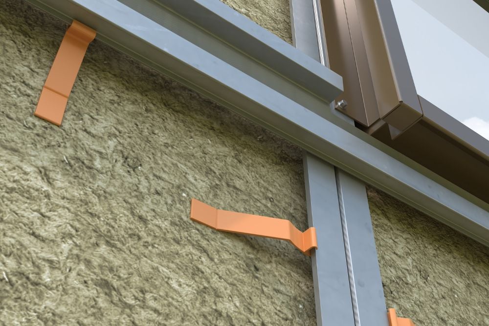 Support For Rainscreen Cladding eClips HL Rainscreen cladding support system - Maple